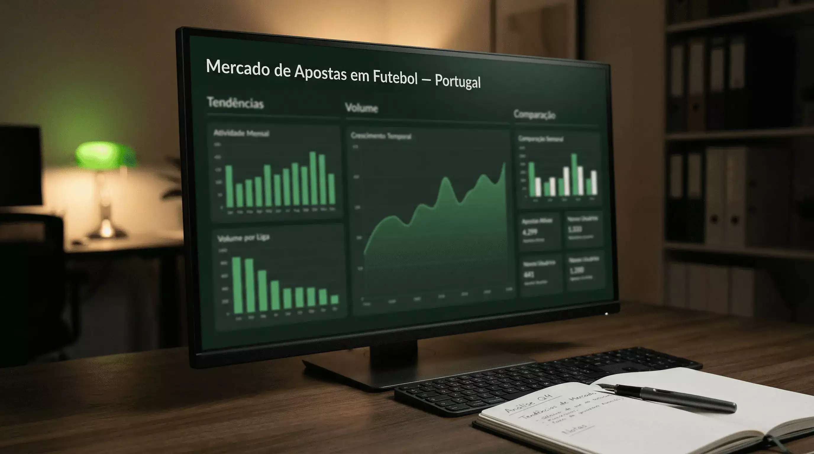 Dados do mercado de apostas de futebol online em Portugal com receitas e volume